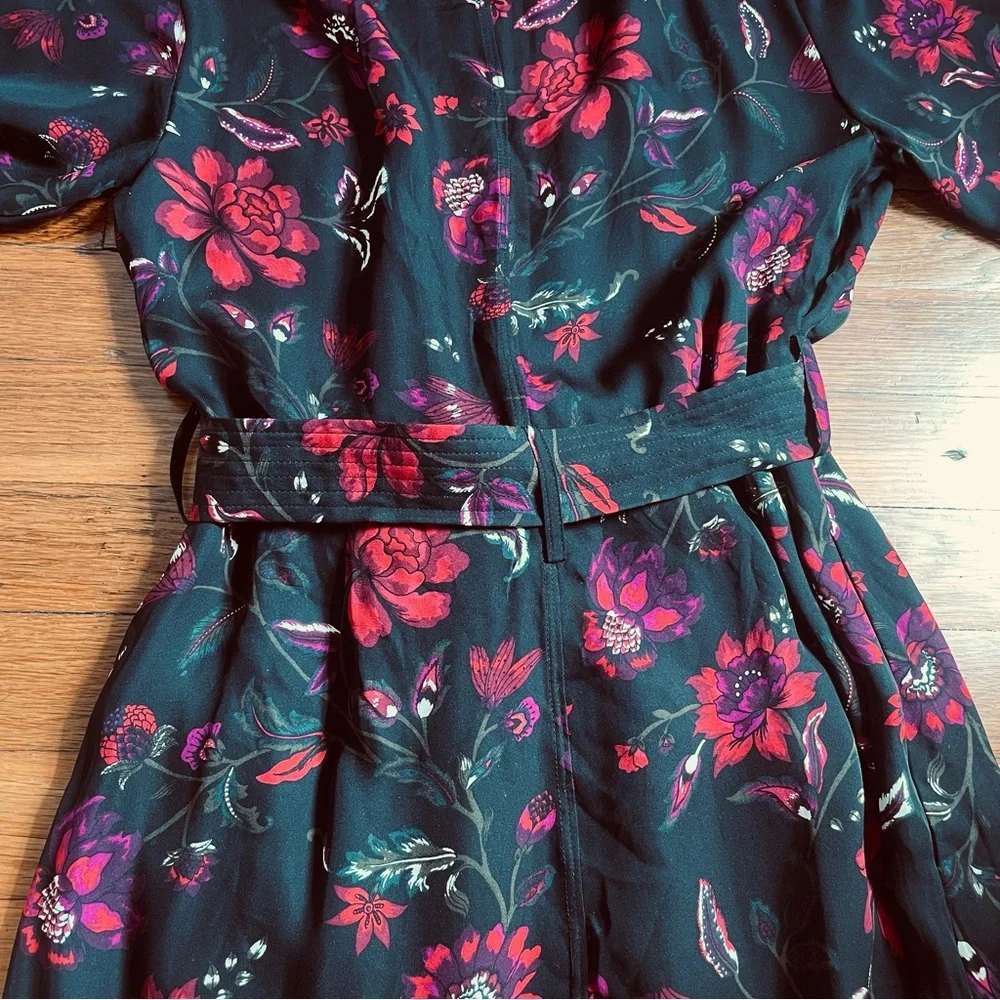 A.L.C. Cora Silk Floral Wrap Black Midi Dress 6